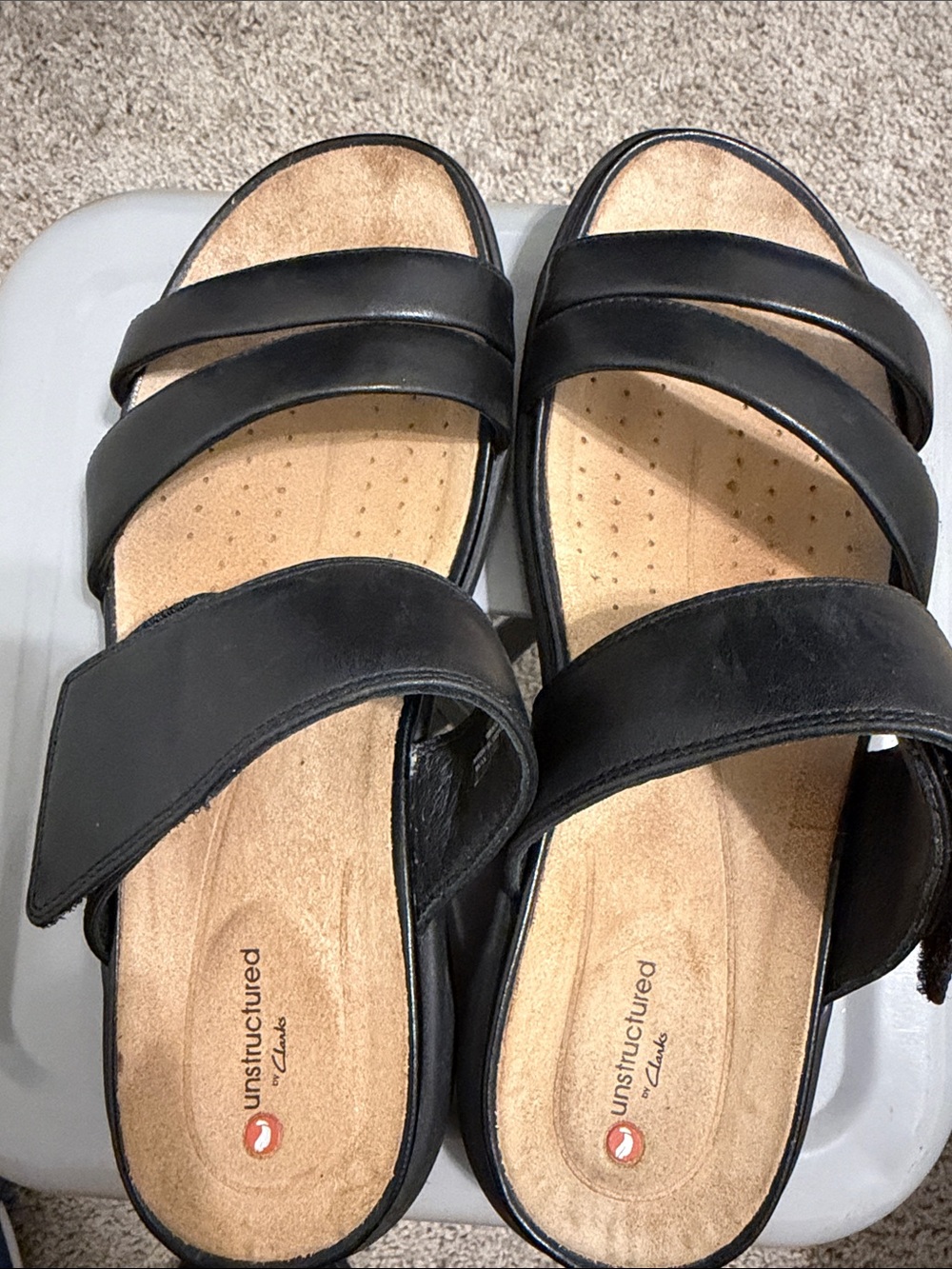 Clarks Black Triple-Strap Comfort Sandals